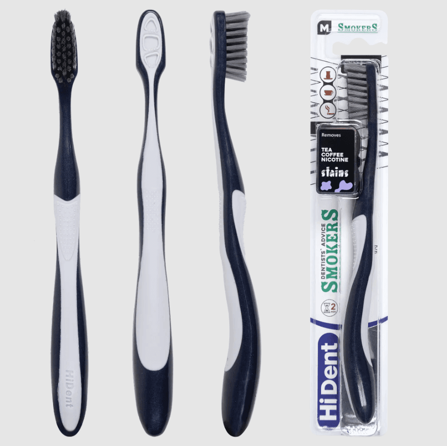 HiDent Smokers medium toothbrush with cap