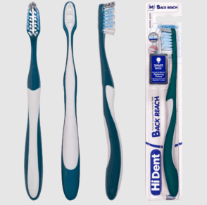 HiDent Back Reach soft-medium toothbrush with cap