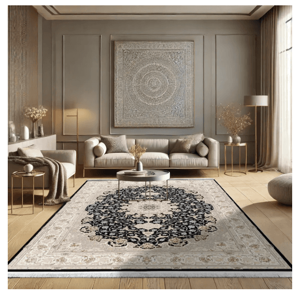 Pile Material Acrylic Rug, Classic Collection-Navy blue 10ES0200