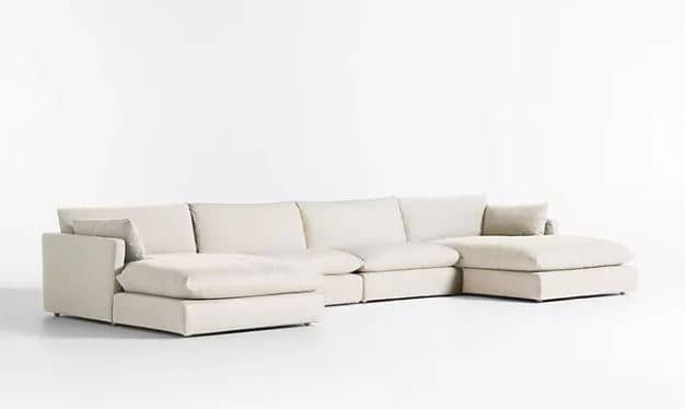 Zed Design Modern U-Shaped Living Room Sofa Set with Natural Beech Wood Frame