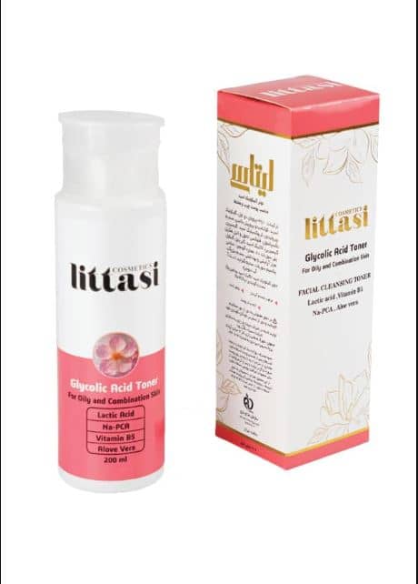 Littasi Professional Glycolic Acid Exfoliating & Brightening Facial Toner for Oily and Combination Skin with Lactic Acid, Aloe Vera, Vitamin B5 & Na-PCA Hydrating Complex  200 ml