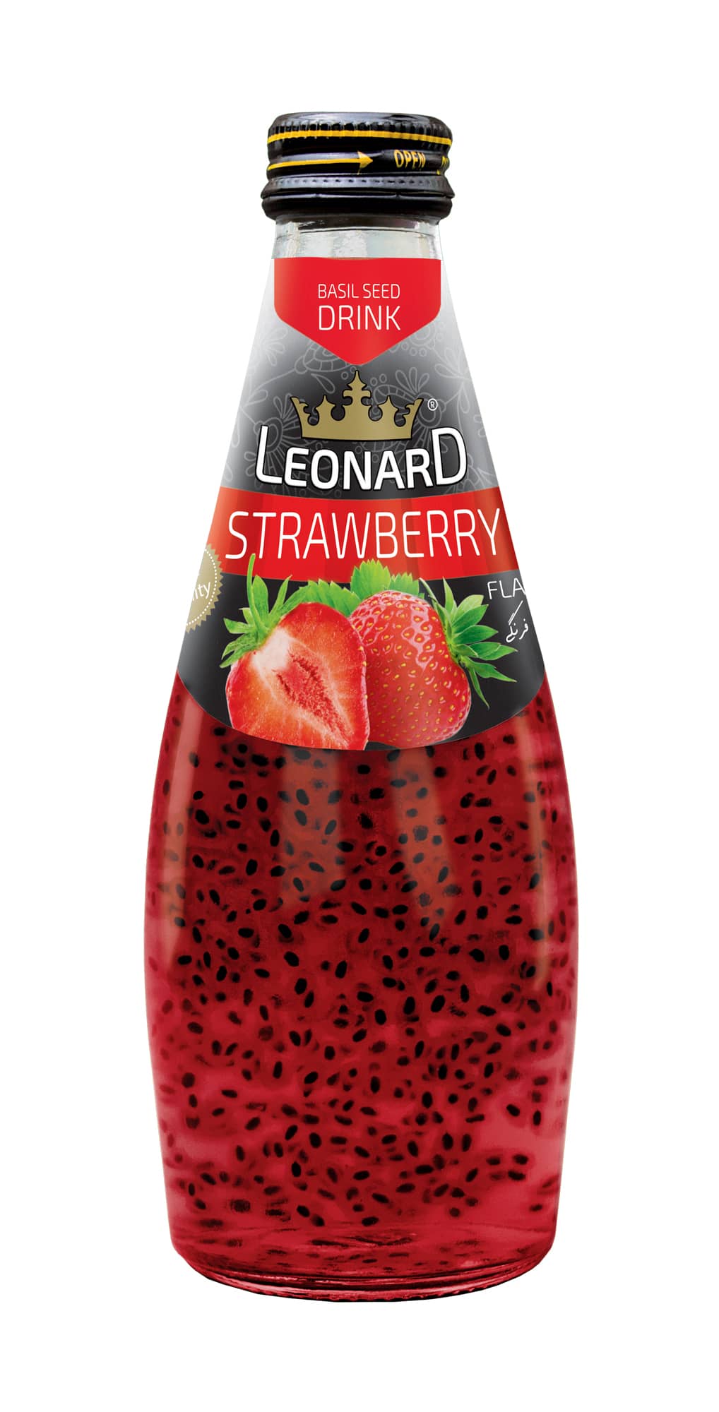 Basil Seed Drink with Strawberry Flavor – 300 ml Glass Bottle