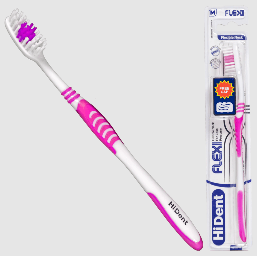 HiDent Flexi soft-medium toothbrush with cap