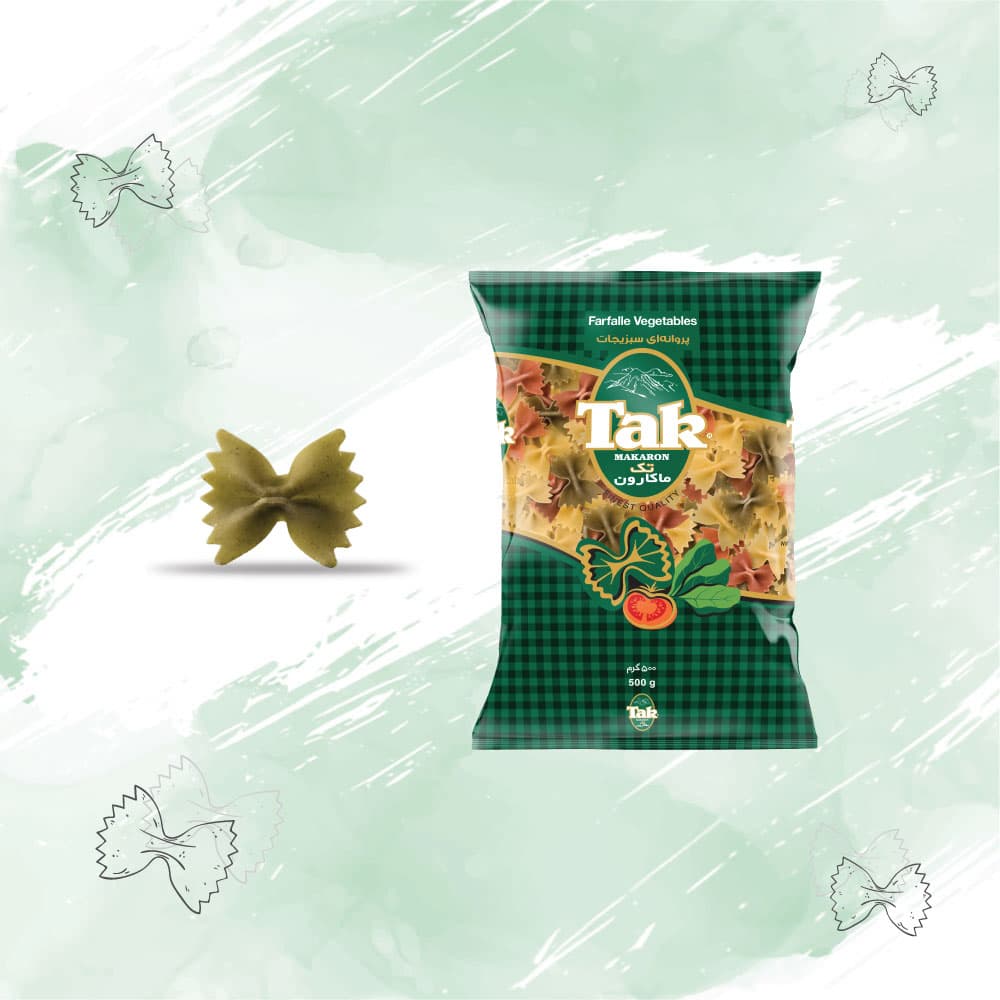 Tak Farfalle Vegetable Pasta- Colorful Bow-Tie Pasta with Natural Vegetables