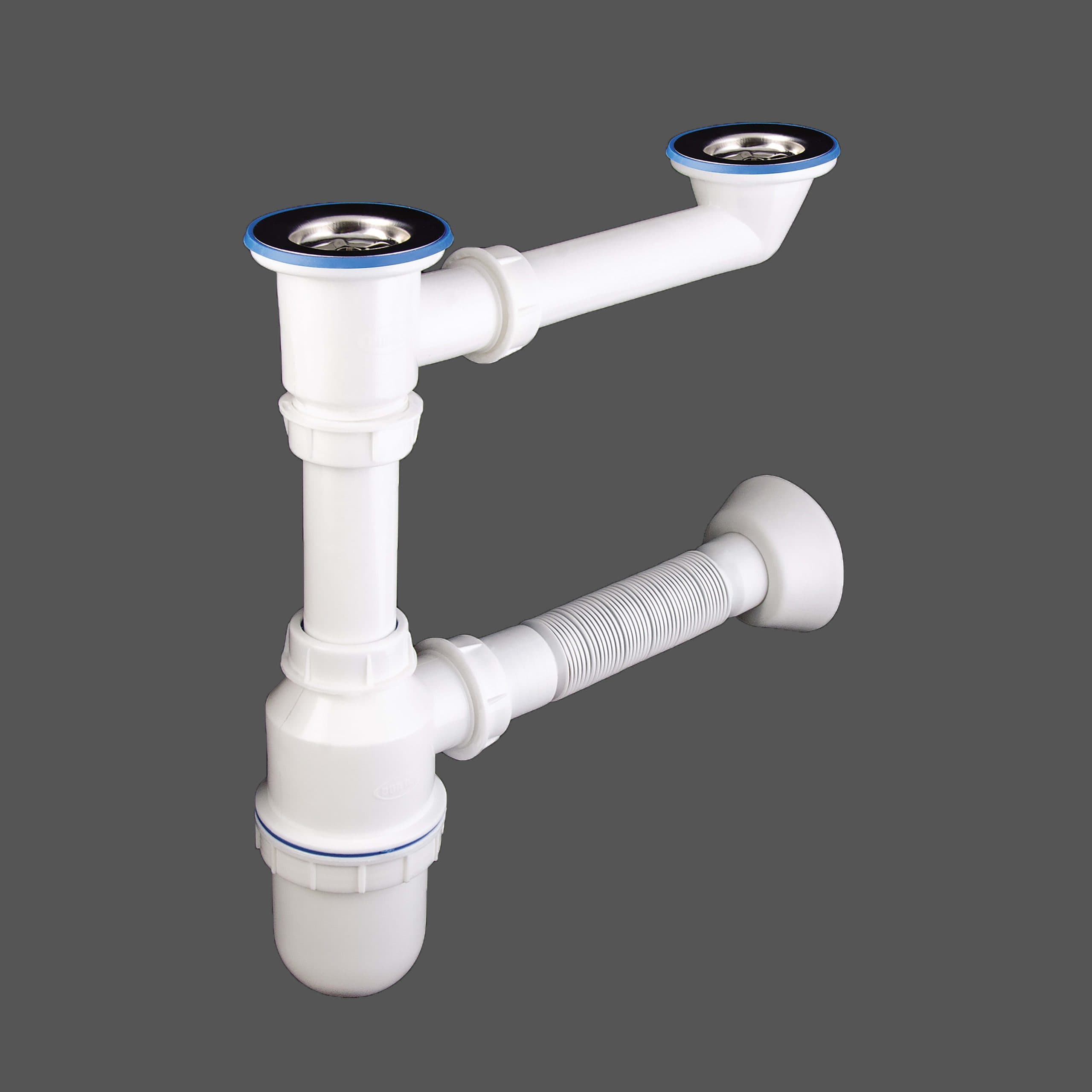 Bottle trap for double bowl sinks