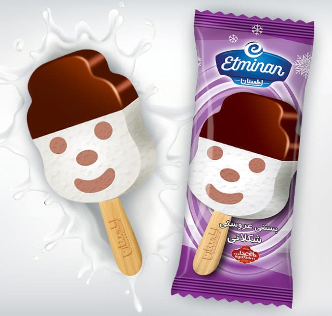 Chocolate Cartoon Ice Cream Bar (Snowman Shape)