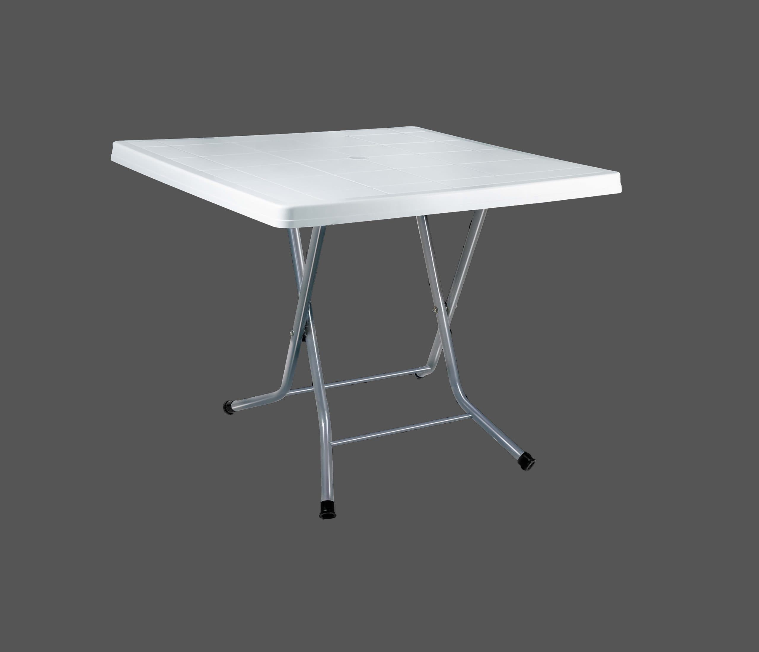 Square folding table with metal base