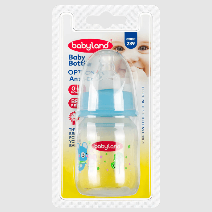 Polypropylene, Silicone - Babyland round baby bottle - 240ML, 150ML, 80ML
