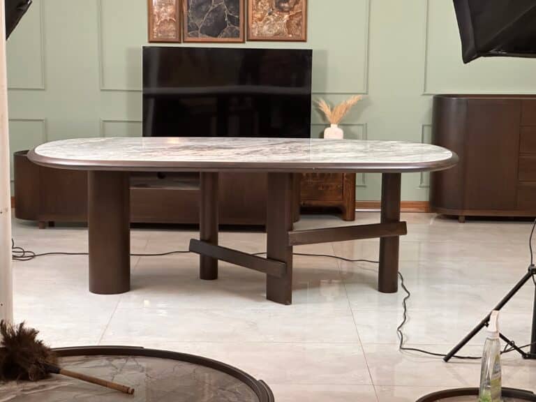Zed Design Comfort Beech Ceramic Slab Dining Table