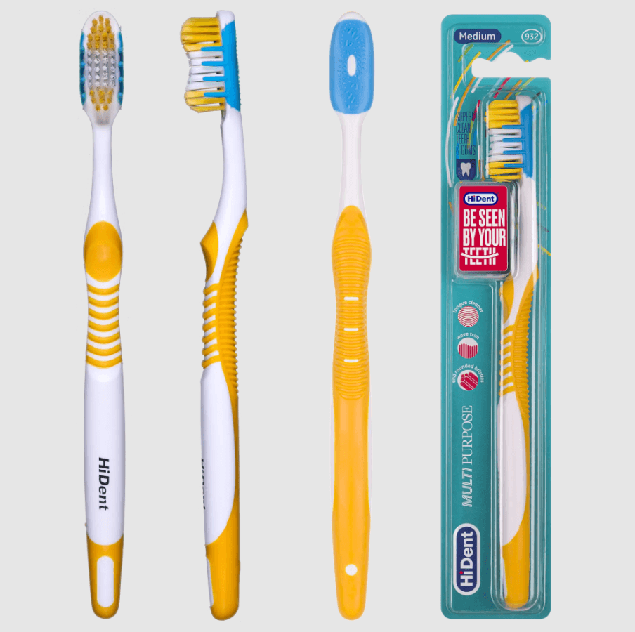 HiDent multi-purpose soft-Medium-hard toothbrush with cap