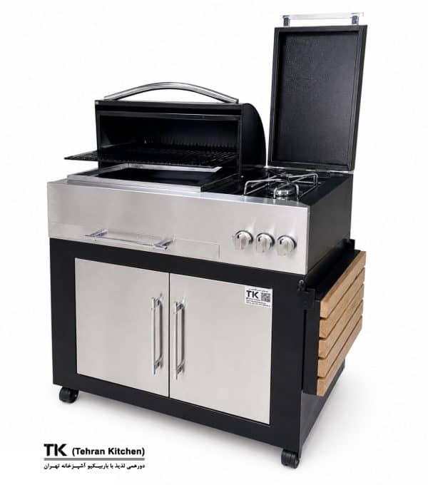 Tehran Kitchen 92 cm Gas & Charcoal BBQ Grill with Cabinet and Side Burner