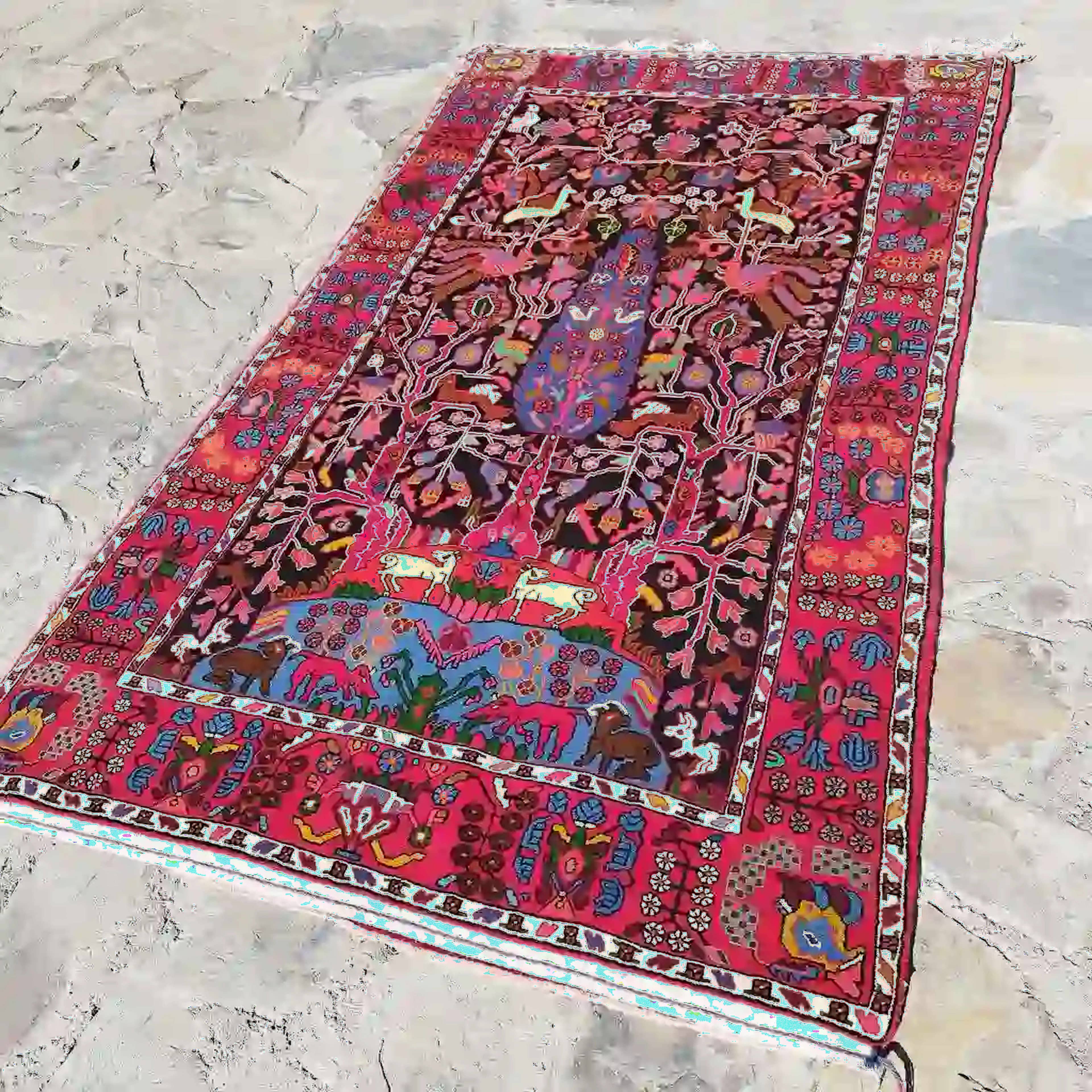 Handmade Persian Gavokhori Carpet - Black Background
