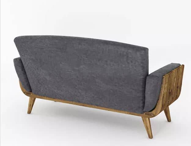 Zed Design Modern Walnut Wood Comfort Sofa with Solid Natural Wood Frame & Custom Upholstery