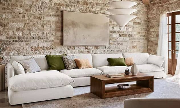 Zed Design Modern U-Shaped Living Room Sofa Set with Natural Beech Wood Frame