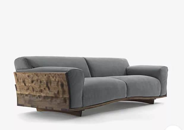 Zed Design Modern Minimalist Wooden Sofa with Natural Walnut Veneer, 230 cm