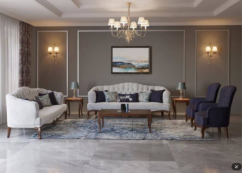 DAYAN Neo-Classical Camel-Back Sofa , Plywood Frame & Molded Polyurethane Foam