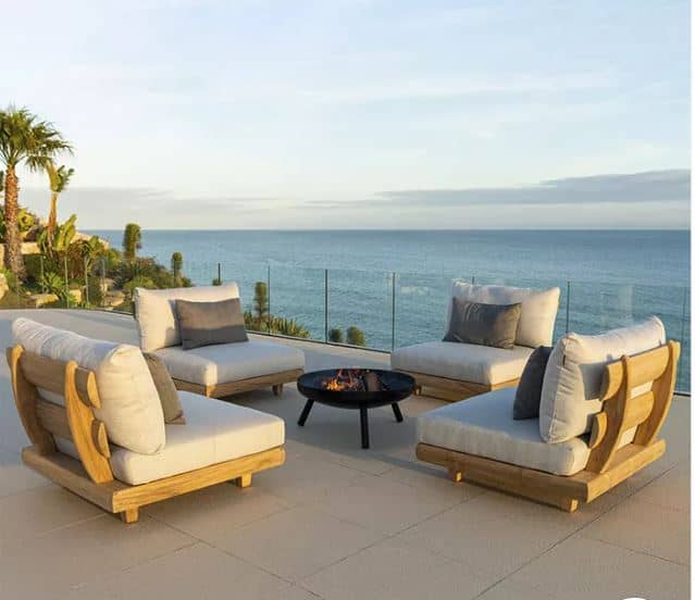 Zed Design Tina Modern L-Shaped Sectional Sofa Set with Solid Natural Wood Frame & High-Density Foam