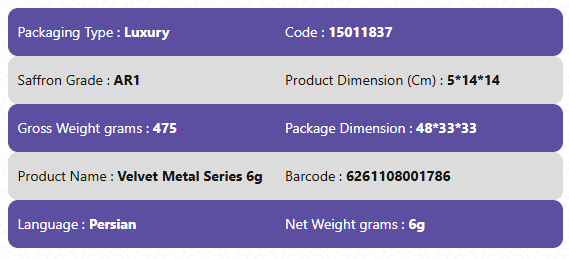 AA Grade Luxary Packaging Saffron-Velvet Metal Series 6g
