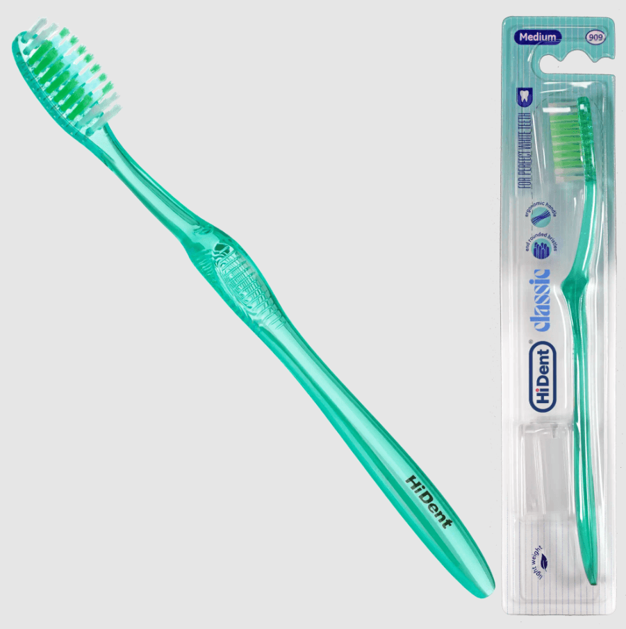 HiDent classic crystal medium toothbrush with cap