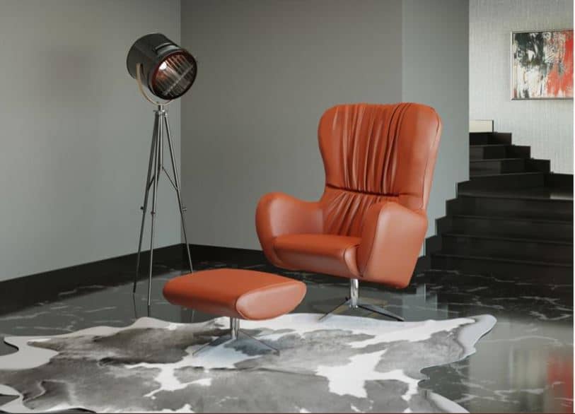 DELVAR Modern Swivel Lounge Sofa , Metal Frame & Molded Polyurethane Foam