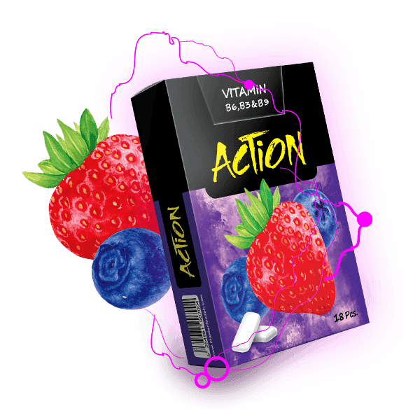 Caffeine Free Strawberry and blueberry Chewing gum