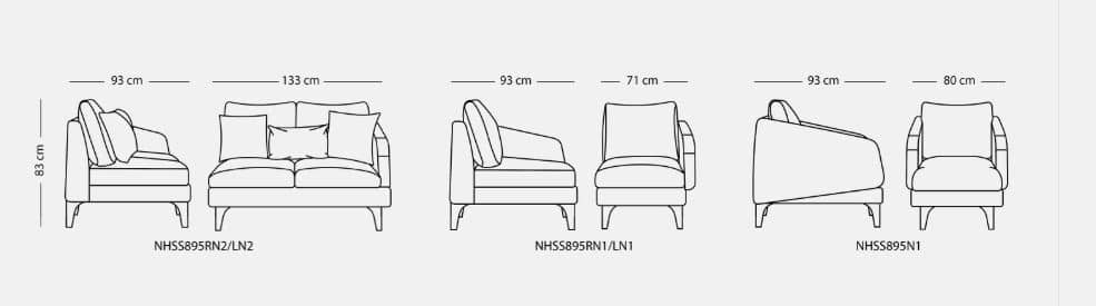 MARKAN Modern Sofa Set , Plywood Frame & High-Resilience Polyurethane Foam