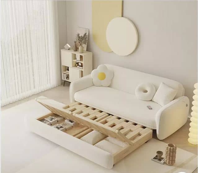 Zed Design Sofia Minimalist Sofa Bed with Solid Natural Pine Wood Frame, High-Density Foam & Turkish Teddy Fabric