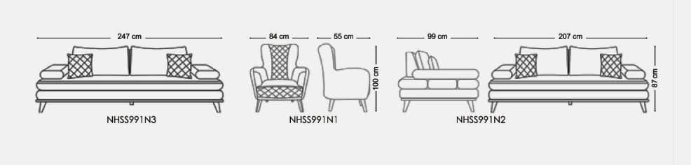 MASINA Adjustable Sectional Sofa ,Plywood Frame & High-Resilience Polyurethane Foam