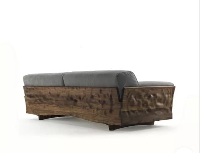 Zed Design Modern Minimalist Wooden Sofa with Natural Walnut Veneer, 230 cm