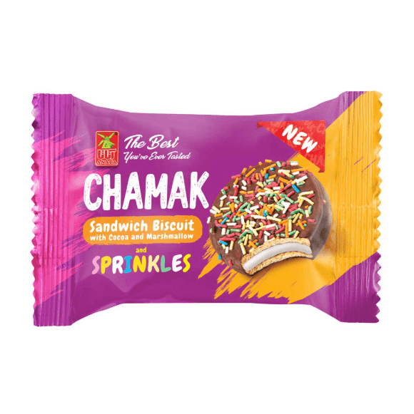 Fruity Chamak Chocolate Coated Cream Filled Sprinkle Biscuit