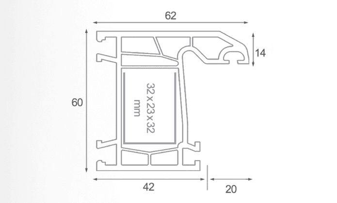 window frame profile 60mm