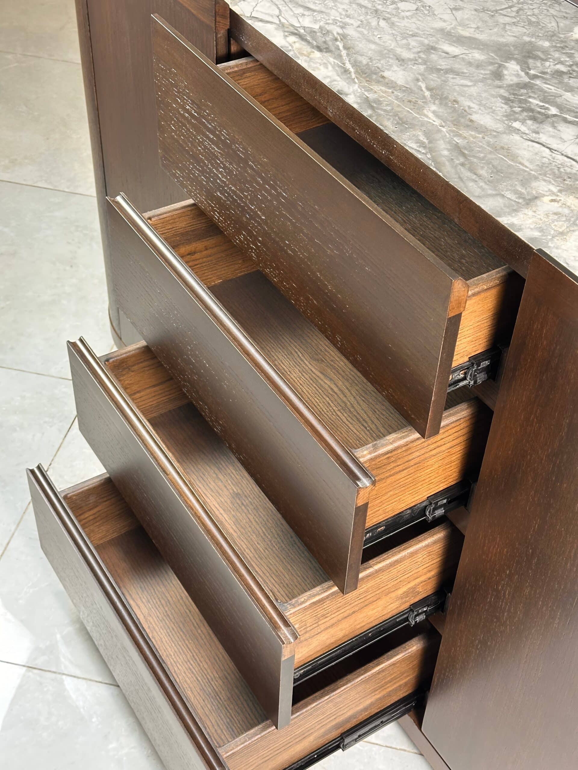 Zed Design Comfort Ceramic Console with Natural Oak Veneer Cabinet & Ceramic Slab Top