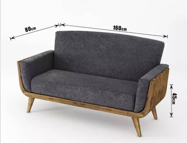 Zed Design Modern Walnut Wood Comfort Sofa with Solid Natural Wood Frame & Custom Upholstery