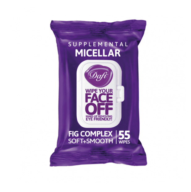Dafi Micellar Makeup Remover Wet Wipes with Lid, 55 Sheets