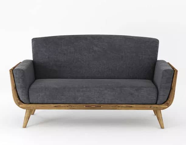 Zed Design Modern Walnut Wood Comfort Sofa with Solid Natural Wood Frame & Custom Upholstery