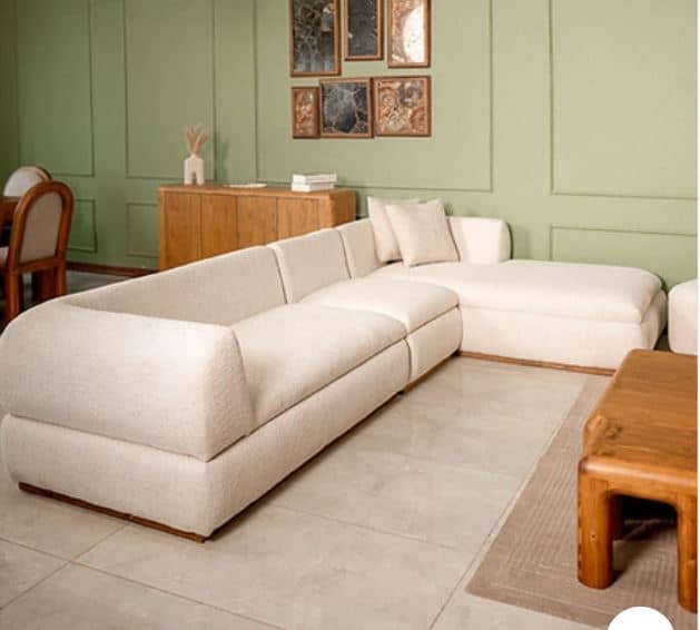 Zed Design Custom Modern L-Shaped Living Room Sofa Set with Natural Wood Veneer MDF Frame