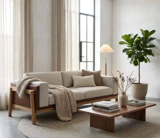Zed Design Modern Solid Walnut Wood Lounge Chair with Custom Fabric or Leather Upholstery