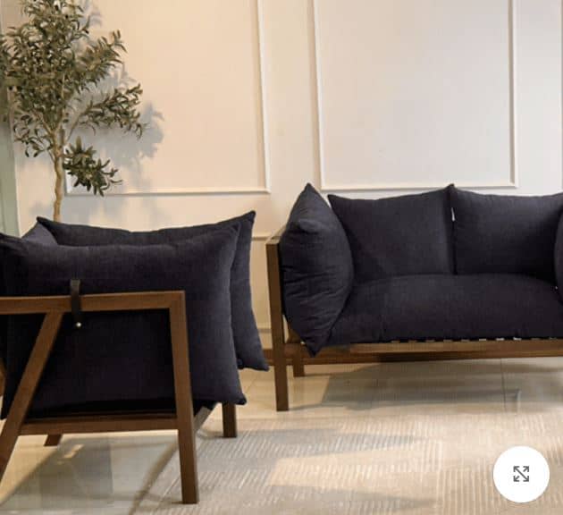 Zed Design Modern Walnut Living Room Furniture Set with Custom Upholstery