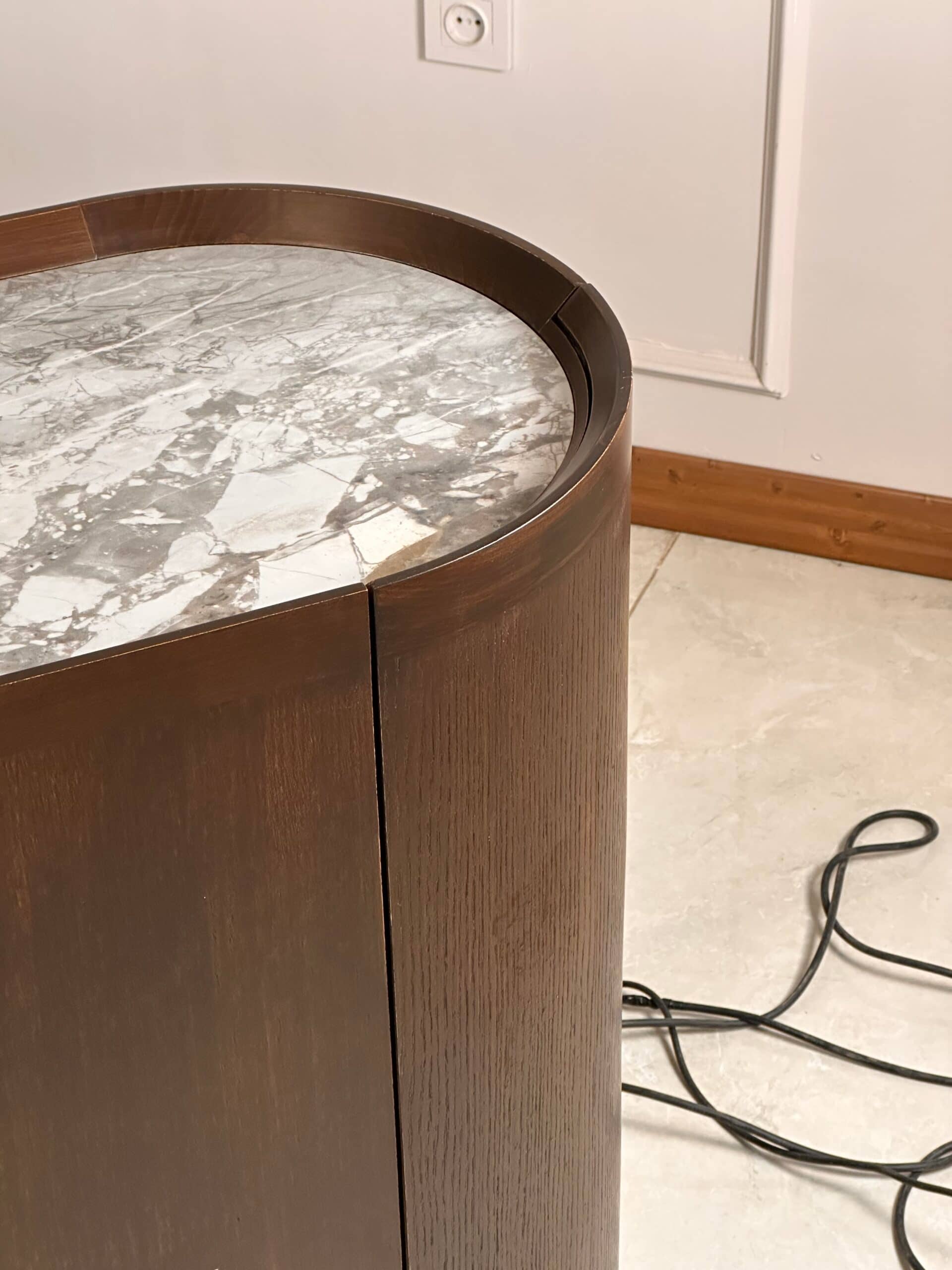 Zed Design Comfort Ceramic Console with Natural Oak Veneer Cabinet & Ceramic Slab Top