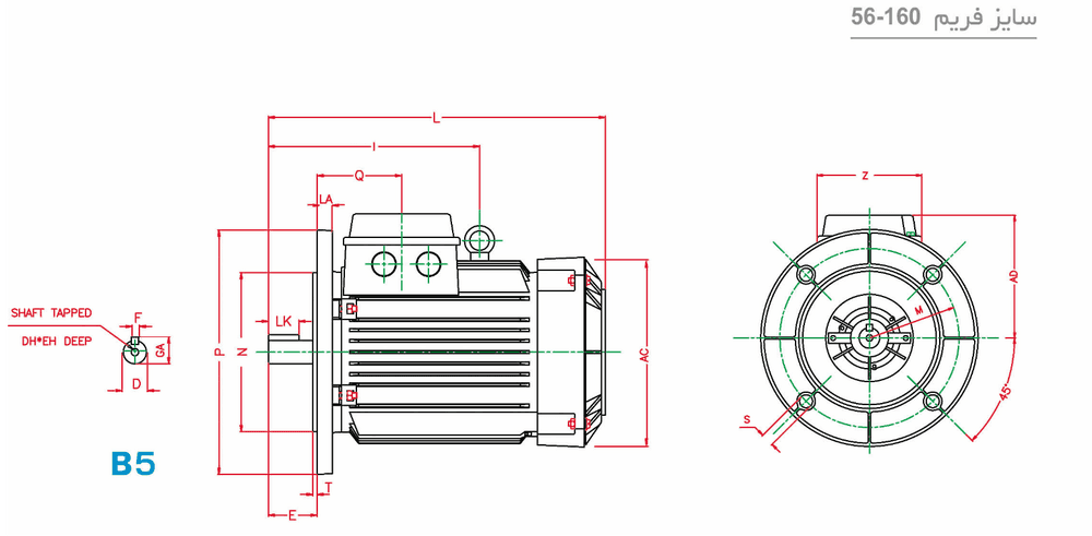 Three-phase induction single-speed aluminum frame electromotor 132M4A 5.5-1500 54F 220/380 B5 GB