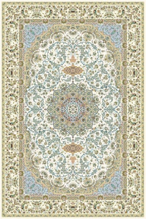Persian Machine-Woven CarpetIvory Medallion Floral Design