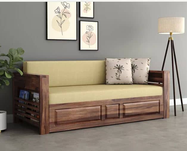 Zed Design Artin Modern Solid Natural Wood Convertible Sofa Bed, 220 cm