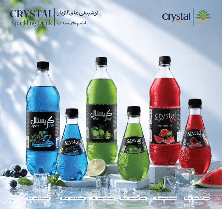Crystal Carbonated Soft Drink Blueberry, Lemon & Watermelon Flavors