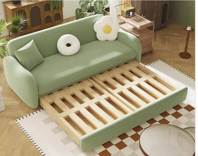 Zed Design Sofia Minimalist Sofa Bed with Solid Natural Pine Wood Frame, High-Density Foam & Turkish Teddy Fabric