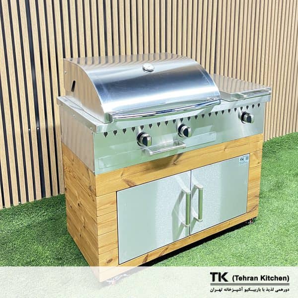 Tehran Kitchen 110 cm Stainless Steel BBQ Grill with Thermowood Cabinet and Side Burner