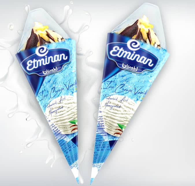 Eminan Cone Ice Cream Vanilla & Chocolate Flavors