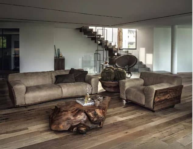 Zed Design Modern Minimalist Wooden Sofa with Natural Walnut Veneer, 230 cm