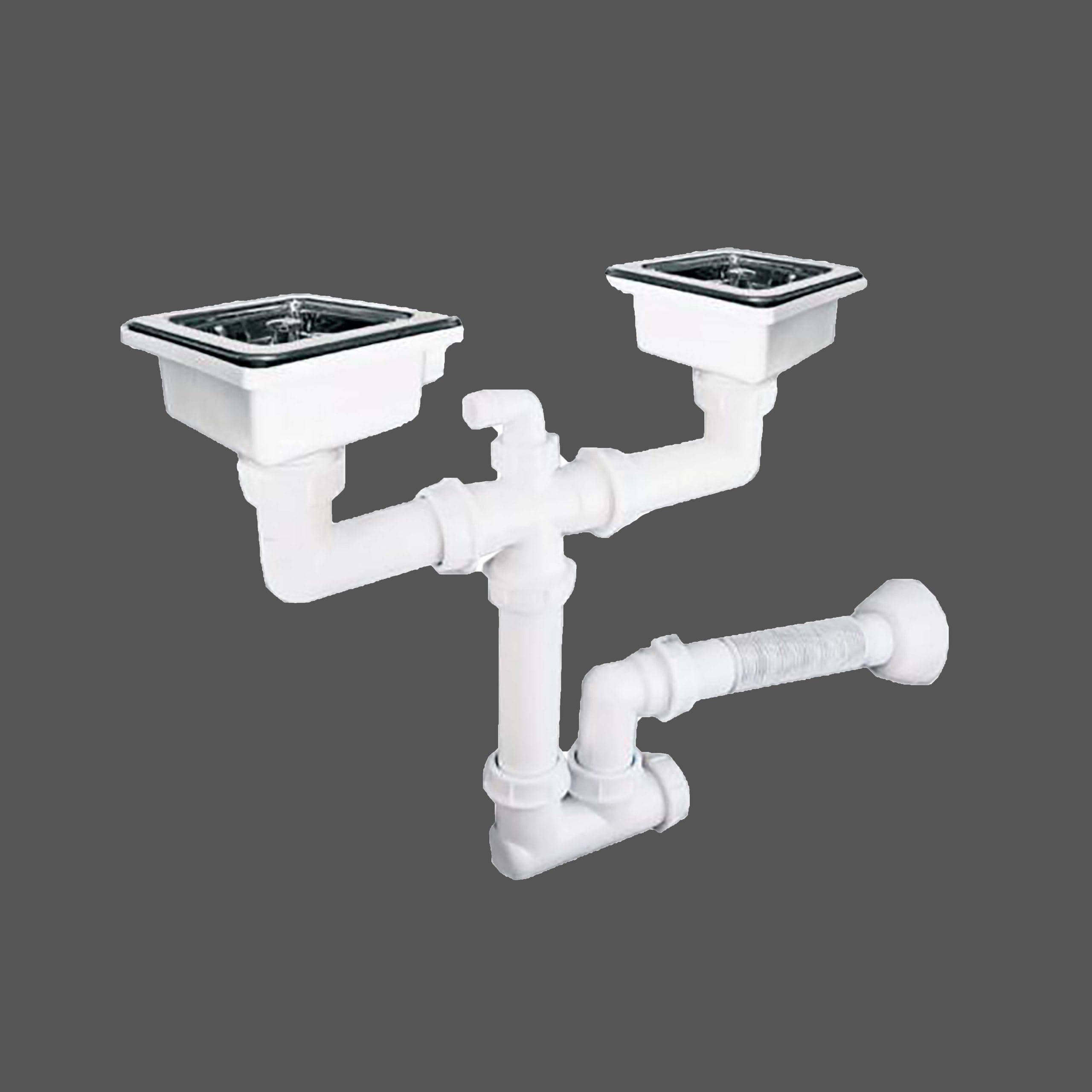square drain siphon for double bowl sinks without overflow include cleaning port