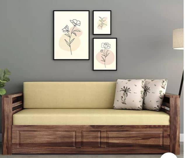 Zed Design Artin Modern Solid Natural Wood Convertible Sofa Bed, 220 cm