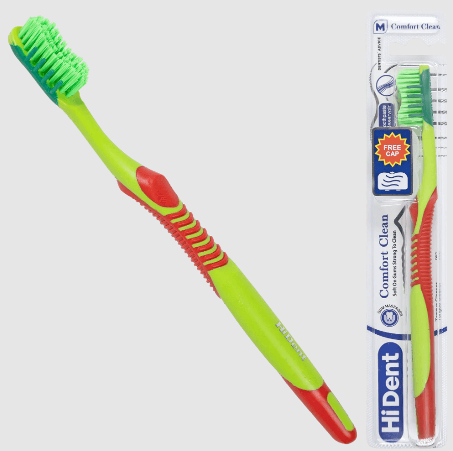 HiDent Comfort clean soft-medium toothbrush with cap